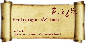 Preininger Álmos névjegykártya